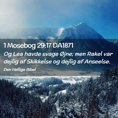 Picture 02 - 1 Mosebog 29:17 DA1871 - Og Lea havde svage Øjne; men Rakel var dejlig af - Bible Verse Picture