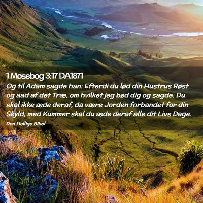 Picture 02 - 1 Mosebog 3:17 DA1871 - Og til Adam sagde han: Efterdi du lød din - Bible Verse Picture