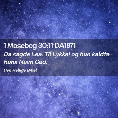 Picture 02 - 1 Mosebog 30:11 DA1871 - Da sagde Lea: Til Lykke! og hun kaldte hans Navn - Bible Verse Picture