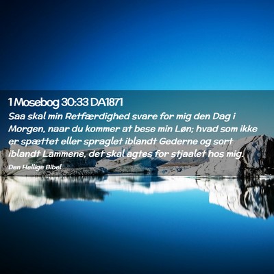 Picture 02 - 1 Mosebog 30:33 DA1871 - Saa skal min Retfærdighed svare for mig den Dag - Bible Verse Picture