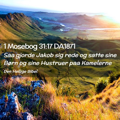Picture 02 - 1 Mosebog 31:17 DA1871 - Saa gjorde Jakob sig rede og satte sine Børn og - Bible Verse Picture