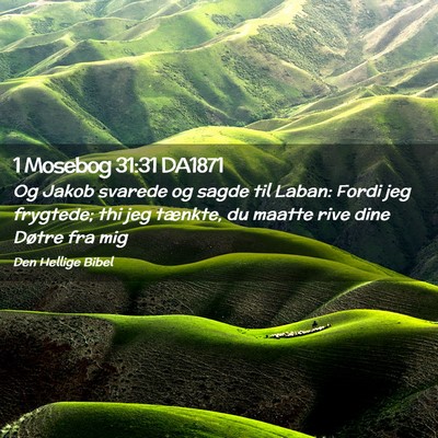 Picture 02 - 1 Mosebog 31:31 DA1871 - Og Jakob svarede og sagde til Laban: Fordi jeg - Bible Verse Picture