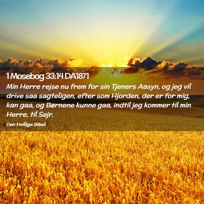 Picture 02 - 1 Mosebog 33:14 DA1871 - Min Herre rejse nu frem for sin Tjeners Aasyn, og - Bible Verse Picture