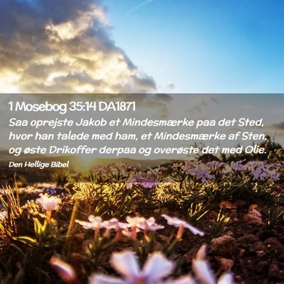 Picture 02 - 1 Mosebog 35:14 DA1871 - Saa oprejste Jakob et Mindesmærke paa det Sted, - Bible Verse Picture
