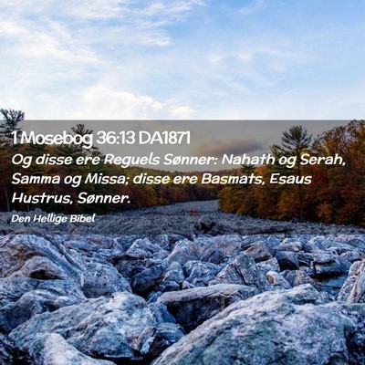 Picture 02 - 1 Mosebog 36:13 DA1871 - Og disse ere Reguels Sønner: Nahath og Serah, - Bible Verse Picture