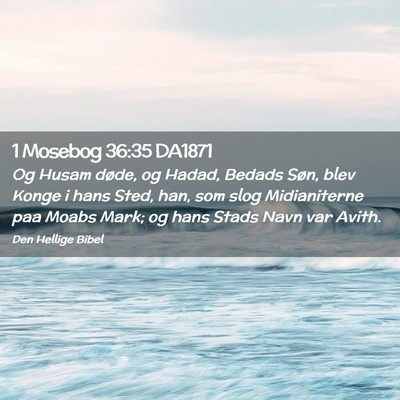 Picture 02 - 1 Mosebog 36:35 DA1871 - Og Husam døde, og Hadad, Bedads Søn, blev Konge - Bible Verse Picture