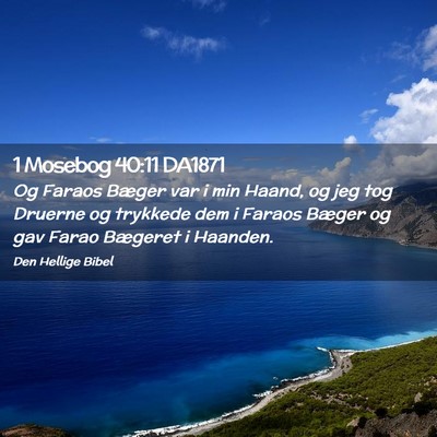 Picture 02 - 1 Mosebog 40:11 DA1871 - Og Faraos Bæger var i min Haand, og jeg tog - Bible Verse Picture