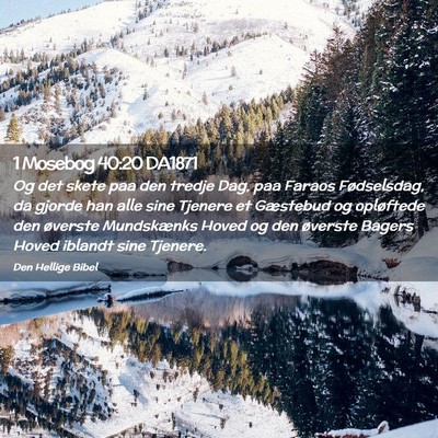 Picture 02 - 1 Mosebog 40:20 DA1871 - Og det skete paa den tredje Dag, paa Faraos - Bible Verse Picture