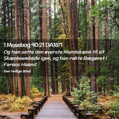 Picture 02 - 1 Mosebog 40:21 DA1871 - Og han satte den øverste Mundskænk til sit - Bible Verse Picture