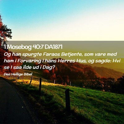 Picture 02 - 1 Mosebog 40:7 DA1871 - Og han spurgte Faraos Betjente, som vare med ham - Bible Verse Picture