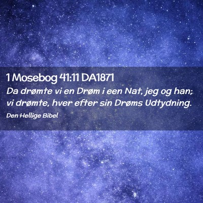 Picture 02 - 1 Mosebog 41:11 DA1871 - Da drømte vi en Drøm i een Nat, jeg og han; vi - Bible Verse Picture