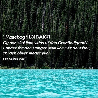 Picture 02 - 1 Mosebog 41:31 DA1871 - Og der skal ikke vides af den Overflødighed i - Bible Verse Picture