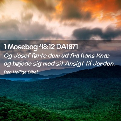 Picture 02 - 1 Mosebog 48:12 DA1871 - Og Josef førte dem ud fra hans Knæ og bøjede - Bible Verse Picture