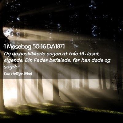 Picture 02 - 1 Mosebog 50:16 DA1871 - Og de beskikkede nogen at tale til Josef, - Bible Verse Picture