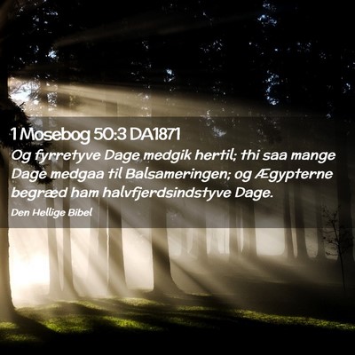 Picture 02 - 1 Mosebog 50:3 DA1871 - Og fyrretyve Dage medgik hertil; thi saa mange - Bible Verse Picture