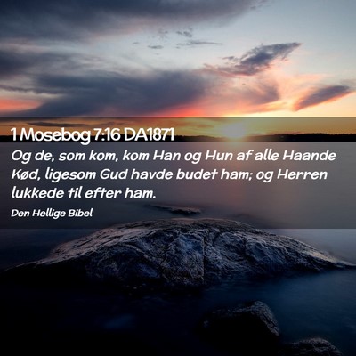 Picture 02 - 1 Mosebog 7:16 DA1871 - Og de, som kom, kom Han og Hun af alle Haande - Bible Verse Picture