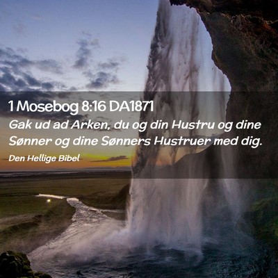 Picture 02 - 1 Mosebog 8:16 DA1871 - Gak ud ad Arken, du og din Hustru og dine Sønner - Bible Verse Picture