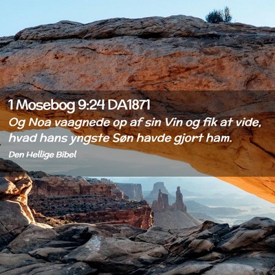 Picture 02 - 1 Mosebog 9:24 DA1871 - Og Noa vaagnede op af sin Vin og fik at vide, - Bible Verse Picture