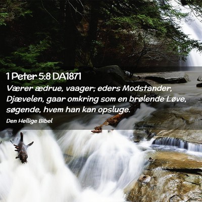 Picture 02 - 1 Peter 5:8 DA1871 - Værer ædrue, vaager; eders Modstander, - Bible Verse Picture
