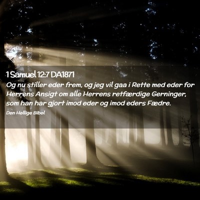 Picture 02 - 1 Samuel 12:7 DA1871 - Og nu stiller eder frem, og jeg vil gaa i Rette - Bible Verse Picture