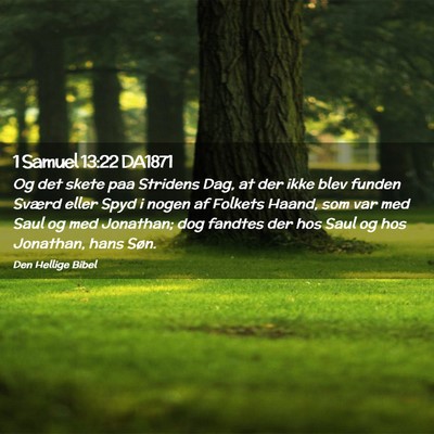 Picture 02 - 1 Samuel 13:22 DA1871 - Og det skete paa Stridens Dag, at der ikke blev - Bible Verse Picture