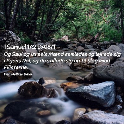 Picture 02 - 1 Samuel 17:2 DA1871 - Og Saul og Israels Mænd samledes og lejrede sig - Bible Verse Picture