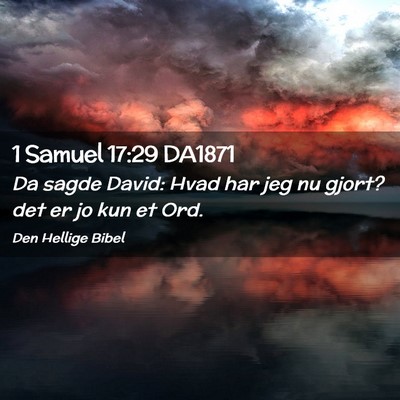 Picture 02 - 1 Samuel 17:29 DA1871 - Da sagde David: Hvad har jeg nu gjort? det er jo - Bible Verse Picture