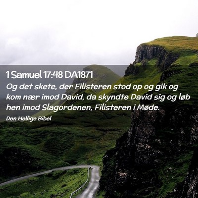 Picture 02 - 1 Samuel 17:48 DA1871 - Og det skete, der Filisteren stod op og gik og - Bible Verse Picture