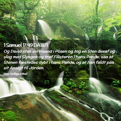 Picture 02 - 1 Samuel 17:49 DA1871 - Og David stak sin Haand i Posen og tog en Sten - Bible Verse Picture