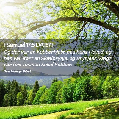 Picture 02 - 1 Samuel 17:5 DA1871 - Og der var en Kobberhjelm paa hans Hoved, og han - Bible Verse Picture