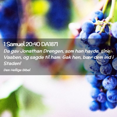 Picture 02 - 1 Samuel 20:40 DA1871 - Da gav Jonathan Drengen, som han havde, sine - Bible Verse Picture