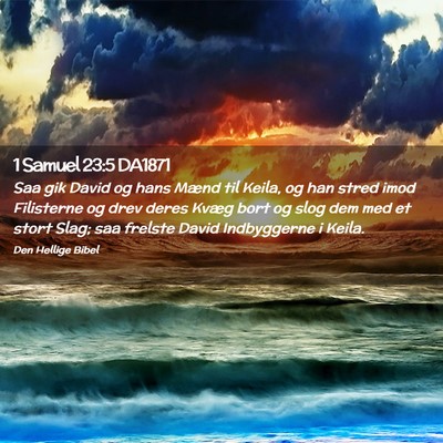 Picture 02 - 1 Samuel 23:5 DA1871 - Saa gik David og hans Mænd til Keila, og han - Bible Verse Picture