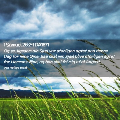 Picture 02 - 1 Samuel 26:24 DA1871 - Og se, ligesom din Sjæl var storligen agtet paa - Bible Verse Picture