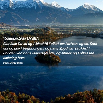 Picture 02 - 1 Samuel 26:7 DA1871 - Saa kom David og Abisai til Folket om Natten, og - Bible Verse Picture