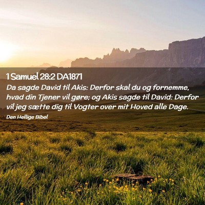 Picture 02 - 1 Samuel 28:2 DA1871 - Da sagde David til Akis: Derfor skal du og - Bible Verse Picture