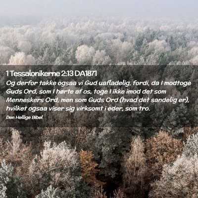Picture 02 - 1 Tessalonikerne 2:13 DA1871 - Og derfor takke ogsaa vi Gud uafladelig, fordi, - Bible Verse Picture