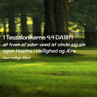 Picture 02 - 1 Tessalonikerne 4:4 DA1871 - at hver af eder veed at vinde sig sin egen Hustru - Bible Verse Picture