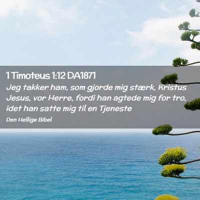 Picture 02 - 1 Timoteus 1:12 DA1871 - Jeg takker ham, som gjorde mig stærk, Kristus - Bible Verse Picture