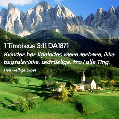 Picture 02 - 1 Timoteus 3:11 DA1871 - Kvinder bør ligeledes være ærbare, ikke - Bible Verse Picture