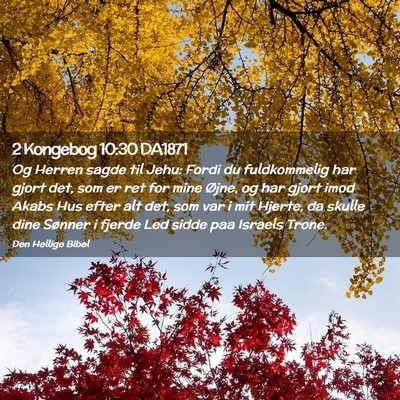 Picture 02 - 2 Kongebog 10:30 DA1871 - Og Herren sagde til Jehu: Fordi du fuldkommelig - Bible Verse Picture