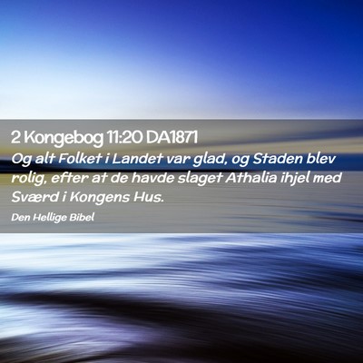 Picture 02 - 2 Kongebog 11:20 DA1871 - Og alt Folket i Landet var glad, og Staden blev - Bible Verse Picture