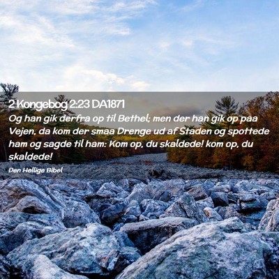 Picture 02 - 2 Kongebog 2:23 DA1871 - Og han gik derfra op til Bethel; men der han gik - Bible Verse Picture