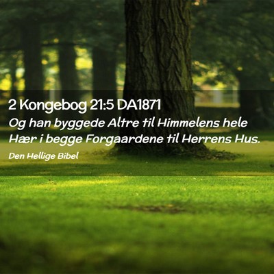 Picture 02 - 2 Kongebog 21:5 DA1871 - Og han byggede Altre til Himmelens hele Hær i - Bible Verse Picture