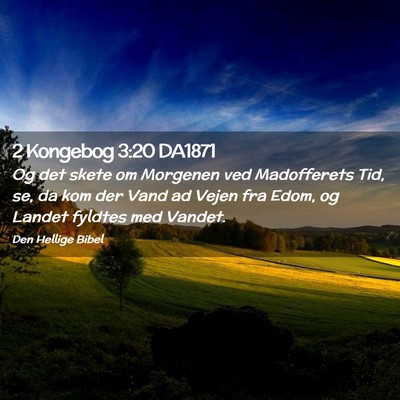 Picture 02 - 2 Kongebog 3:20 DA1871 - Og det skete om Morgenen ved Madofferets Tid, se, - Bible Verse Picture