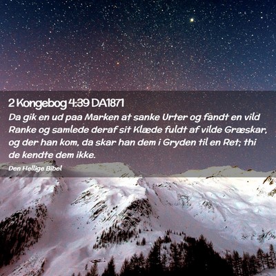 Picture 02 - 2 Kongebog 4:39 DA1871 - Da gik en ud paa Marken at sanke Urter og fandt - Bible Verse Picture