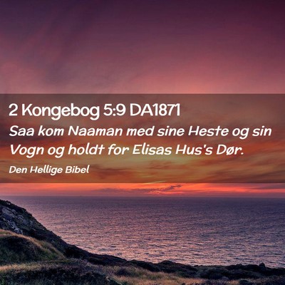 Picture 02 - 2 Kongebog 5:9 DA1871 - Saa kom Naaman med sine Heste og sin Vogn og - Bible Verse Picture
