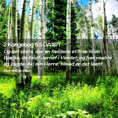 Picture 02 - 2 Kongebog 6:5 DA1871 - Og det skete, der en fældede et Træ til en - Bible Verse Picture