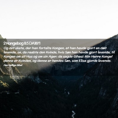 Picture 02 - 2 Kongebog 8:5 DA1871 - Og det skete, der han fortalte Kongen, at han - Bible Verse Picture