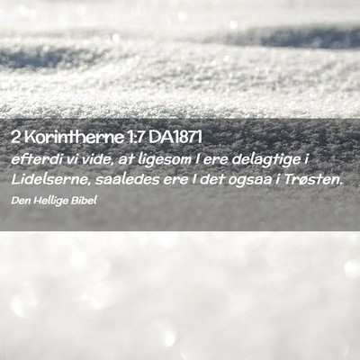 Picture 02 - 2 Korintherne 1:7 DA1871 - efterdi vi vide, at ligesom I ere delagtige i - Bible Verse Picture