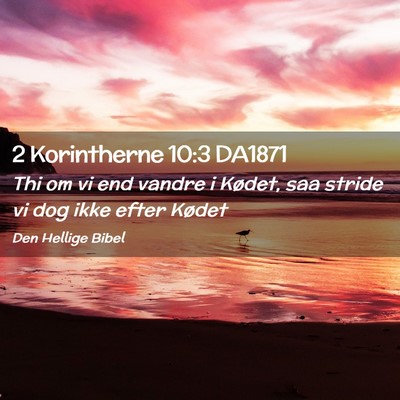 Picture 02 - 2 Korintherne 10:3 DA1871 - Thi om vi end vandre i Kødet, saa stride vi dog - Bible Verse Picture